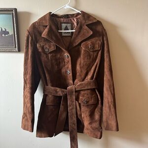 Vintage ALDO chocolate brown suede jacket classic style Size Medium